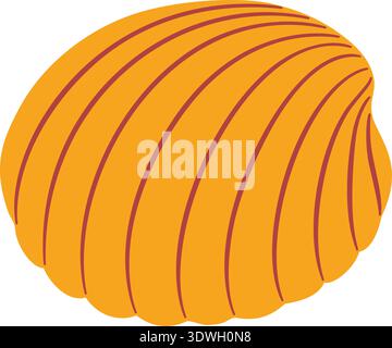 Bright yellow scallop seashell. flat style isolated. Marine vector illustration. Perfect for summer beach themes, nautical patterns, aquatic educational content, nautical themes, coastal decor. Stock Vector