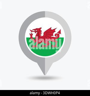 Wales Location Pin Icon Vector Illustration Stock Vector