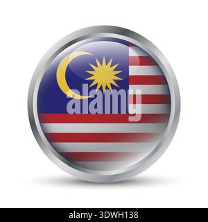 Malaysia Flag 3D Badge Illustration Stock Vector