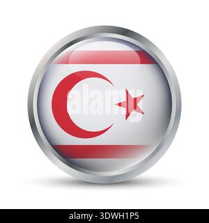 Northern Cyprus Flag 3D Badge Illustration Stock Vector