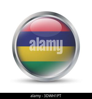 Mauritius Flag 3D Badge Illustration Stock Vector