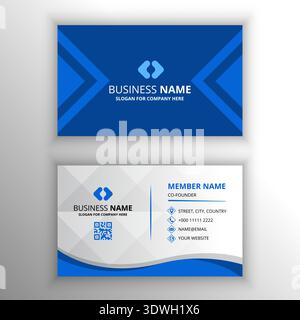 Stylish Blue Business Card With Abstract Shapes, can be used for business designs, presentation designs or any suitable designs. Stock Vector