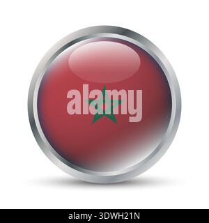 Morocco Flag 3D Badge Illustration Stock Vector