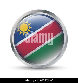 Namibia Flag 3D Badge Illustration Stock Vector