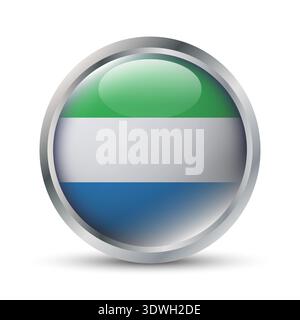 Sierra Leone Flag 3D Badge Illustration Stock Vector