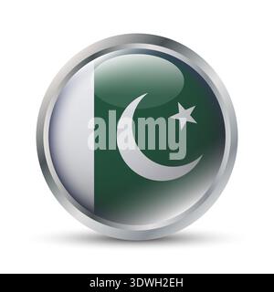 Pakistan Flag 3D Badge Illustration Stock Vector