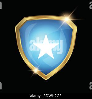 Somalia Flag Golden Shield Logo Stock Vector