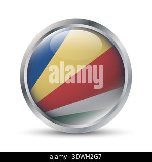 Seychelles Flag 3D Badge Illustration Stock Vector