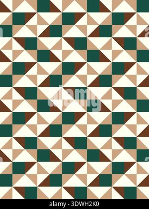 Geometric precision aesthetic, color block tessellation modern seamless vector patterns. Neutral retro colors. Repeatable design for fabric collection Stock Vector