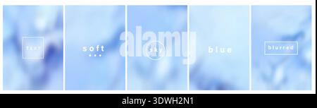 Blurred blue background. Sky with clouds soft gradient vector. Cosmos or space.  Stock Vector