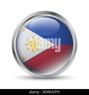 Philippines Flag 3D Badge Illustration Stock Vector