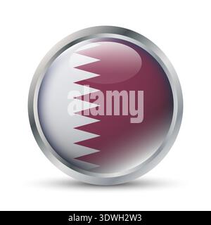 Qatar Flag 3D Badge Illustration Stock Vector