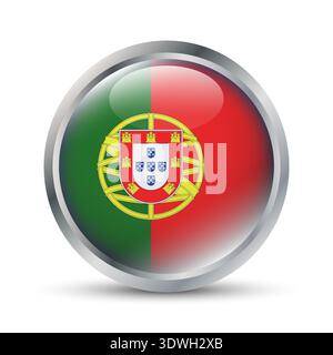 Portugal Flag 3D Badge Illustration Stock Vector