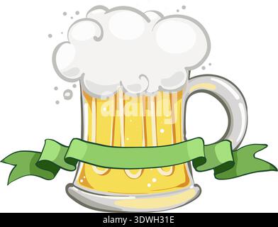 Patrick s day illustration, beer mug, banner. Happy St.Patrick s Day with shamrock clover leaf. Irish bar design Stock Vector