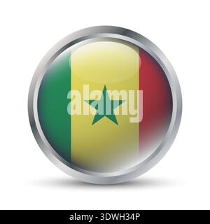 Senegal Flag 3D Badge Illustration Stock Vector