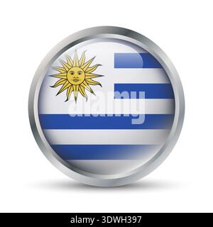 Uruguay Flag 3D Badge Illustration Stock Vector
