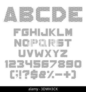 Font, alphabet with chinese waves. Isolated vector objects on white background. Stock Vector