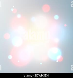 Pastel bokeh background with soft pink and blue light orbs and golden glowing glitters for dreamy ethereal abstract aesthetic design Stock Vector