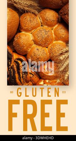 Baked goods displayed for Happy Easter with gluten-free options shown prominently Stock Photo