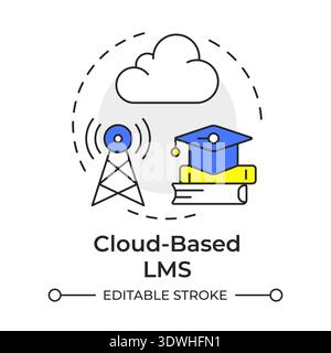 Cloud based lms multi color concept icon Stock Vector