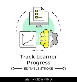 Track learner progress multi color concept icon Stock Vector