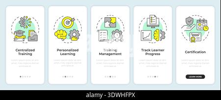 Five key components of lms onboarding mobile app screen Stock Vector