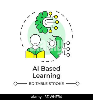 Ai based learning multi color concept icon Stock Vector