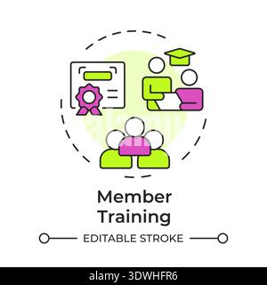 Member training multi color concept icon Stock Vector