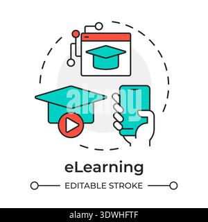 Elearning multi color concept icon Stock Vector