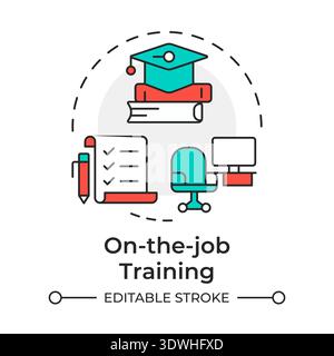 On the job training multi color concept icon Stock Vector