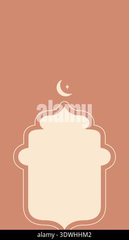 Salmon Islamic arch frame with crescent moon for Ramadan and Eid posters vector Stock Vector