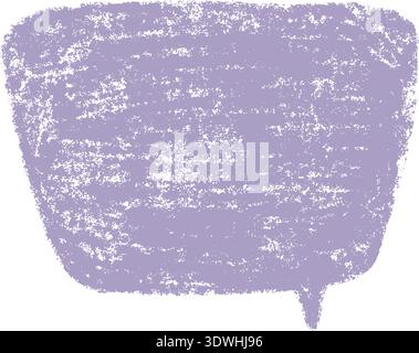Crayon speech bubble. Purple doodle text frame. Hand drawn pastel comic dialog box. Chalk texture speech bubble. Chat balloon. Cloud shape. Vector Stock Vector