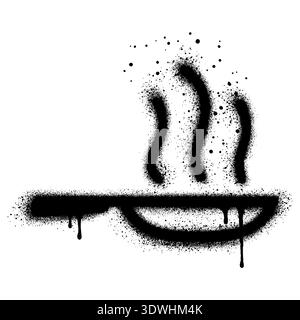 Cooking logo with pan in graffiti style with black spray paint Stock Vector