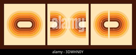 Set with square designs, rainbow stripe waves. Stock Vector