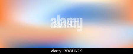 Sunset gradient in bright orange and blue colors with example text. Stock Vector