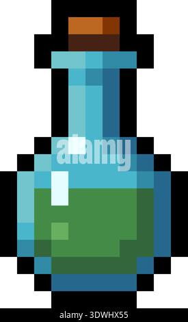Pixel Art Health Potion Video Game Item Icon Stock Vector