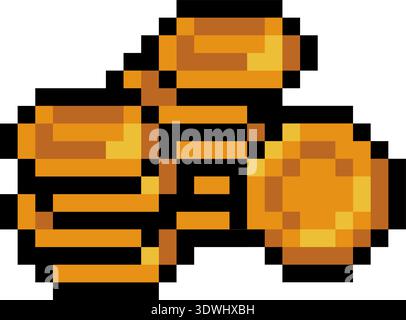 Pixel Art Gold Coins Stack Video Game Item Icon Stock Vector