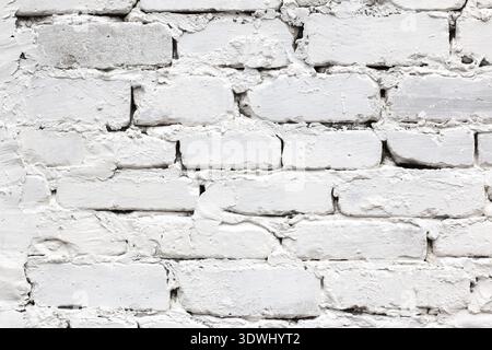 White Rustic Texture. Retro Whitewashed Old Brick Wall Surface. Vintage Structure Stock Photo