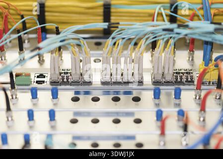 High-speed networking equipment, new computer technology close-up Stock Photo