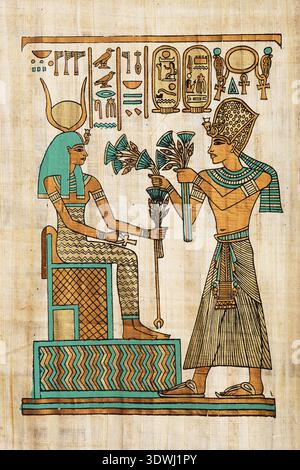 Old egyptian papyrus. ancient egyptian parchment Stock Photo