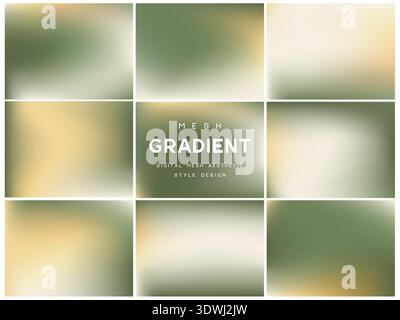 Muted olive and sand mesh gradients. Stock Vector