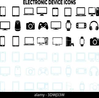 Blue retro style seamless square vector icon set for web and business design Stock Vector