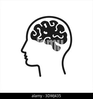 Knowledge or education icon in flat style. School study vector illustration on isolated background. Brain and idea sign business concept. Stock Vector