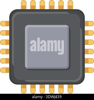Central cpu processor icon in flat style. Microprocessor vector illustration on isolated background. Ai chip sign business concept. Stock Vector