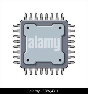 Central cpu processor icon in flat style. Microprocessor vector illustration on isolated background. Ai chip sign business concept. Stock Vector