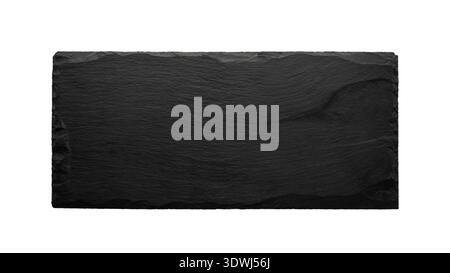 Empty black slate board isolated on white background. Blackboard with copy space. Stock Photo