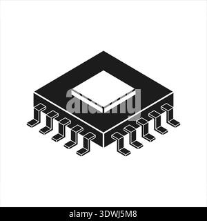 Central cpu processor icon in flat style. Microprocessor silhouette vector illustration on isolated background. Ai chip sign business concept. Stock Vector