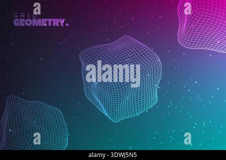 Abstract 3D wireframe background Stock Vector