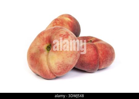 Three ripe fig peach isolated on a white background Stock Photo