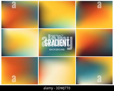 Collection of vibrant tropical mesh gradients. Stock Vector